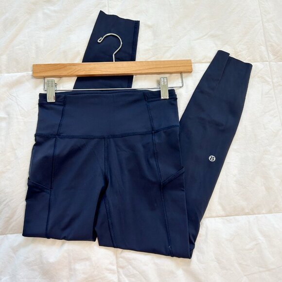Lululemon Athletica Fast & Free 7/8 Tight 25” True Navy Nulux Leggings Size 4 - Picture 5 of 9
